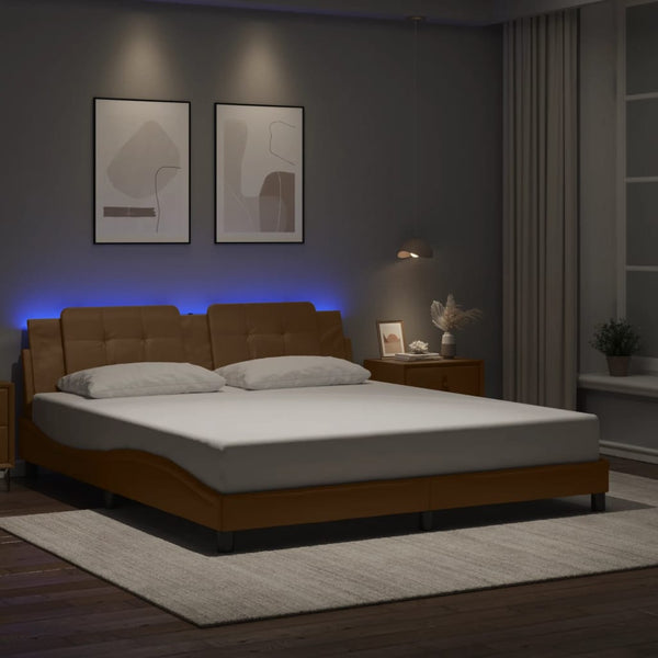 Bettgestell Zadar mit LED Cappuccino-Braun 180x200 cm