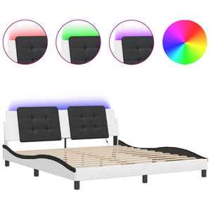 LED Bettgestell 180x200 cm Schwarz/Weiß