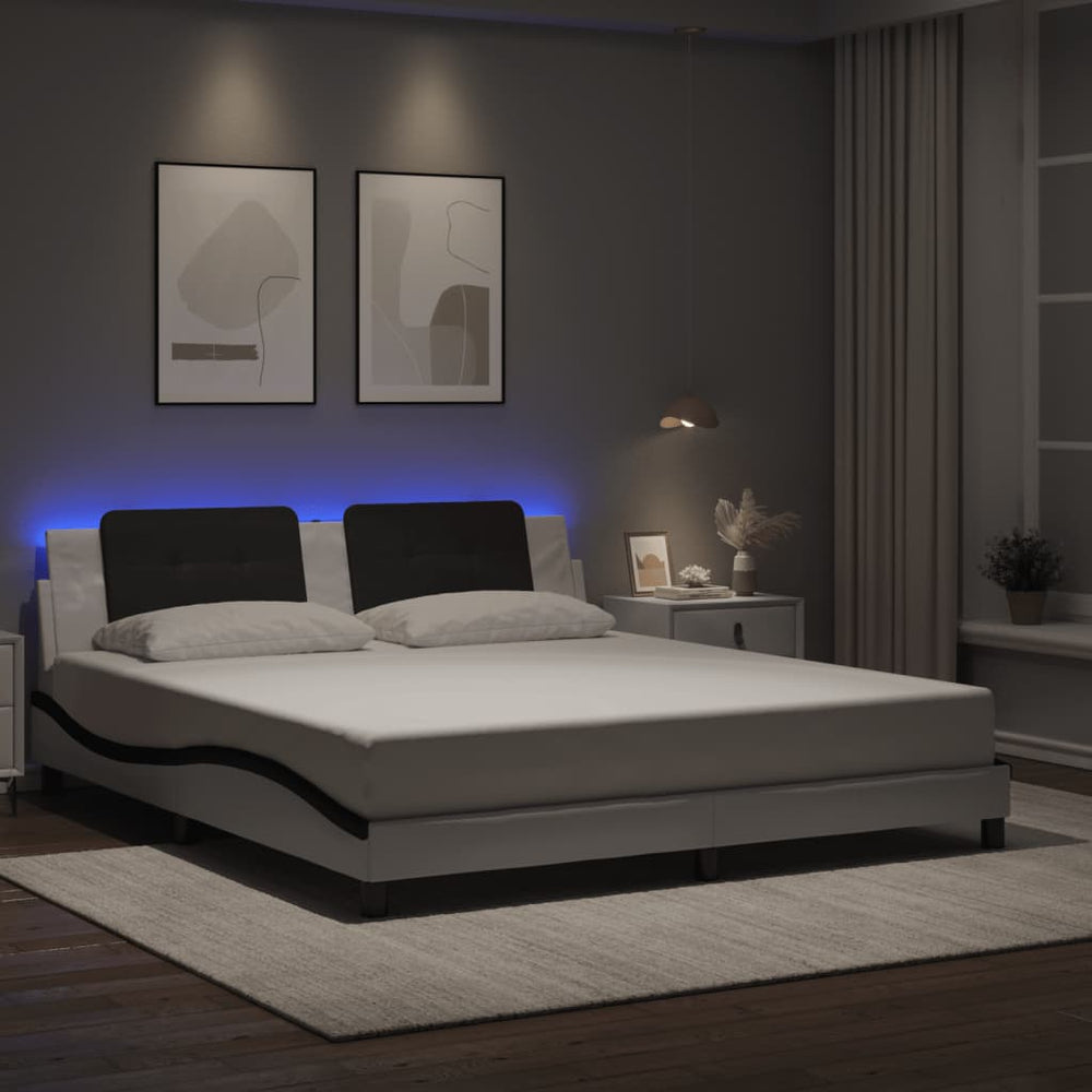 LED Bettgestell 180x200 cm Schwarz/Weiß