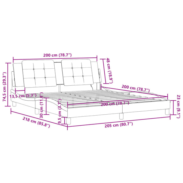 Bettgestell mit LED Schwarz 200x200 cm