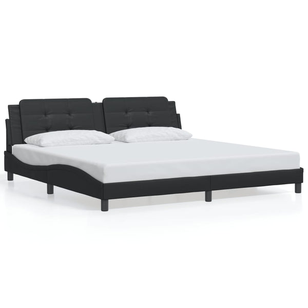Bettgestell mit LED Schwarz 200x200 cm