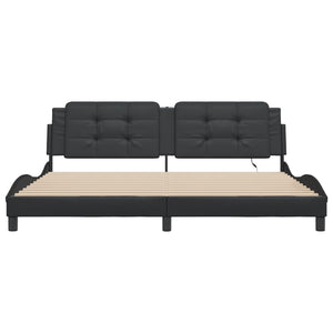 Bettgestell mit LED Schwarz 200x200 cm
