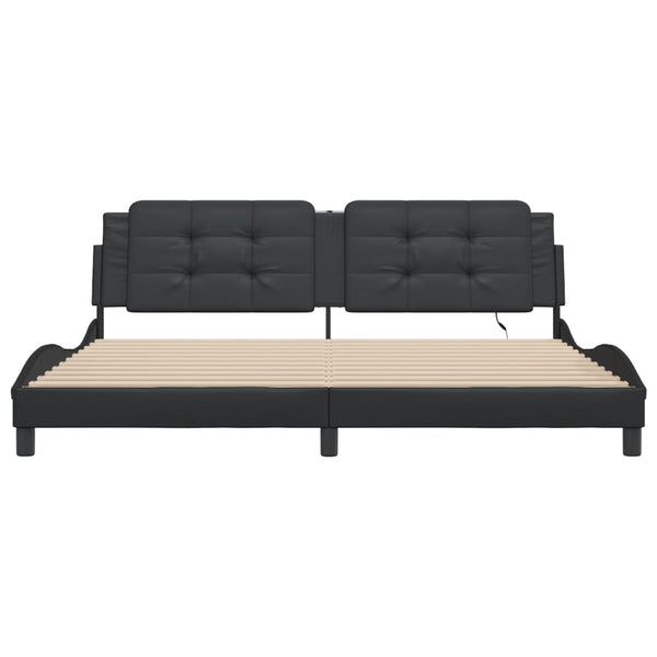 Bettgestell mit LED Schwarz 200x200 cm
