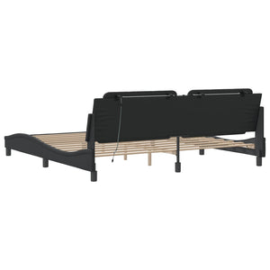 Bettgestell mit LED Schwarz 200x200 cm