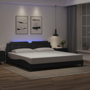Bettgestell mit LED Schwarz 200x200 cm