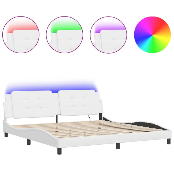 Bettgestell mit LED Weiß 200x200 cm