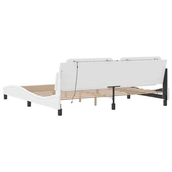 Bettgestell mit LED Weiß 200x200 cm