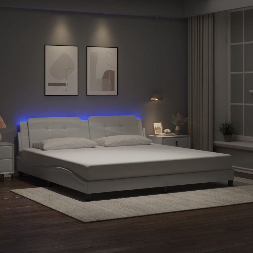 Bettgestell mit LED Weiß 200x200 cm
