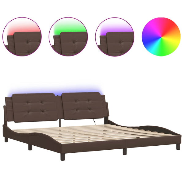 Bettgestell mit LED Braun 200x200 cm
