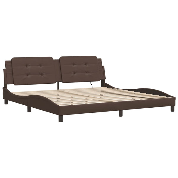 Bettgestell mit LED Braun 200x200 cm