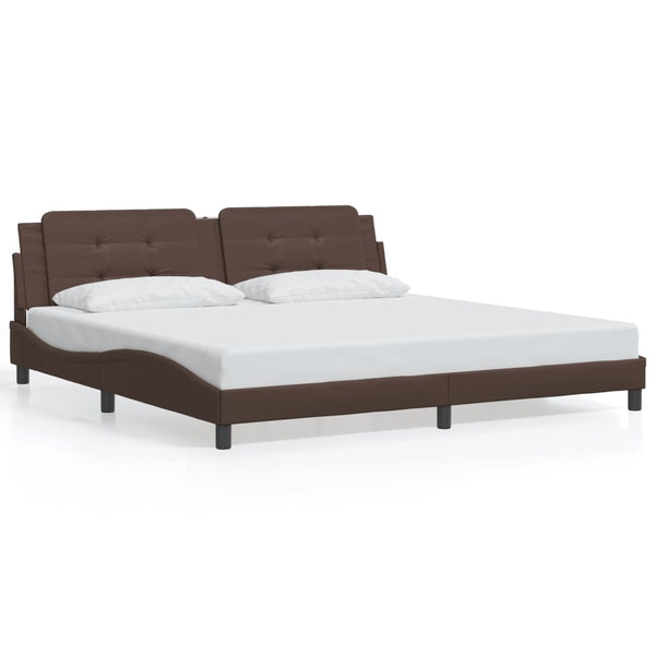Bettgestell mit LED Braun 200x200 cm