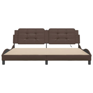 Bettgestell mit LED Braun 200x200 cm