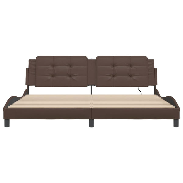 Bettgestell mit LED Braun 200x200 cm