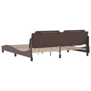 Bettgestell mit LED Braun 200x200 cm