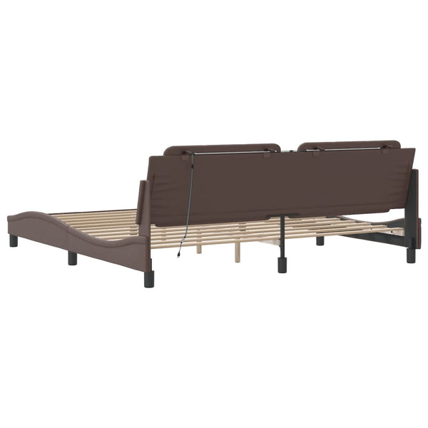 Bettgestell mit LED Braun 200x200 cm