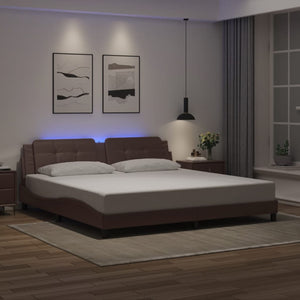 Bettgestell mit LED Braun 200x200 cm