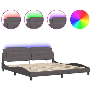 Bettgestell Grau 200x200 cm mit LED