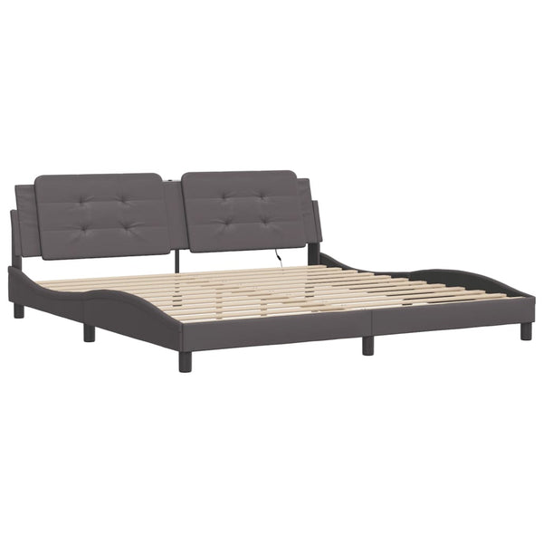 Bettgestell Grau 200x200 cm mit LED