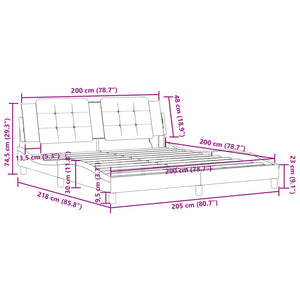 Bettgestell Grau 200x200 cm mit LED