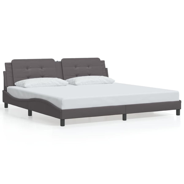 Bettgestell Grau 200x200 cm mit LED