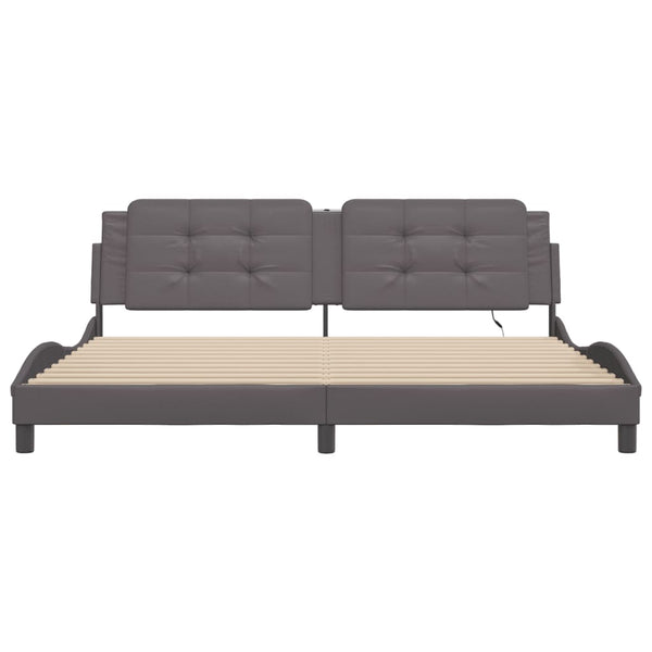 Bettgestell Grau 200x200 cm mit LED