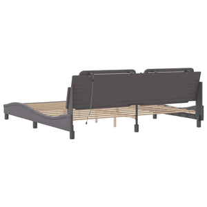 Bettgestell Grau 200x200 cm mit LED