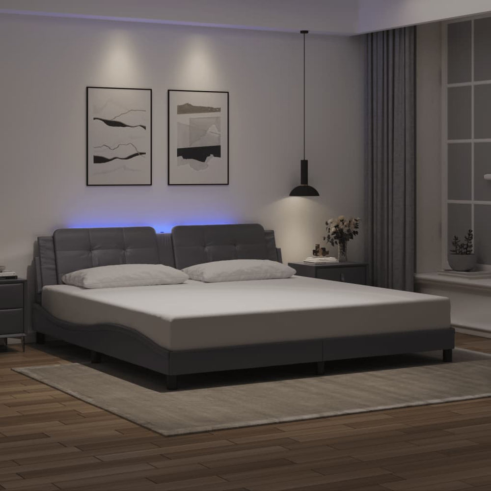 Bettgestell Grau 200x200 cm mit LED