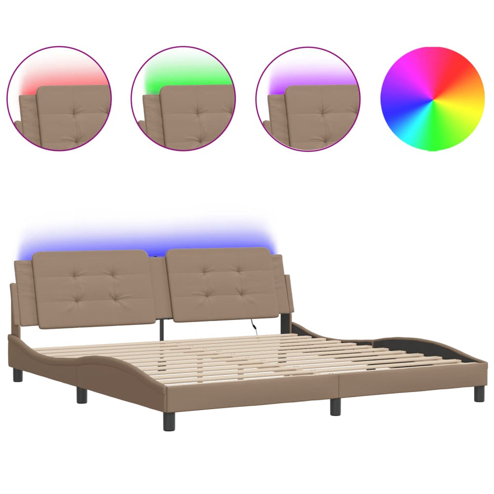 Bettgestell mit LED Cappuccino-Braun 200x200 cm