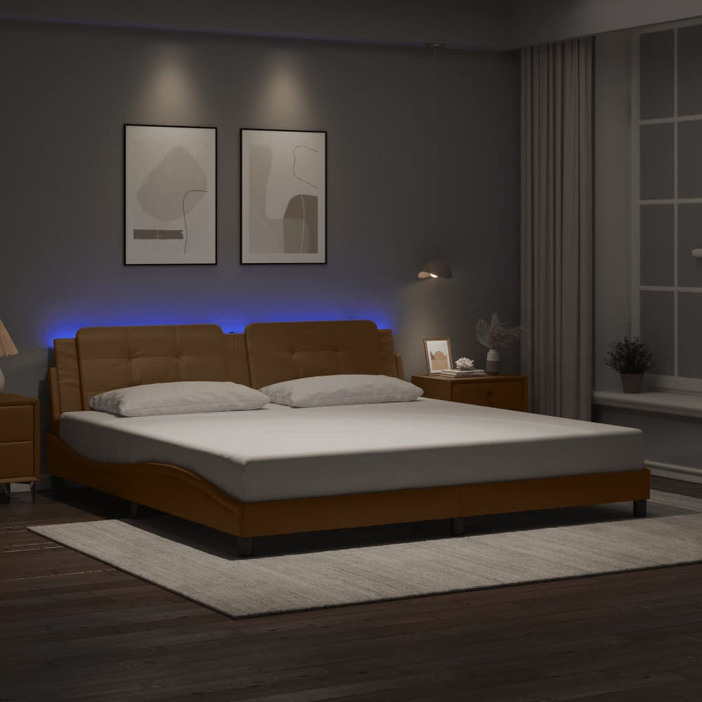 Bettgestell mit LED Cappuccino-Braun 200x200 cm