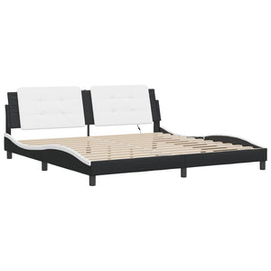 Bettgestell 200x200 cm mit LED Schwarz/Weiß