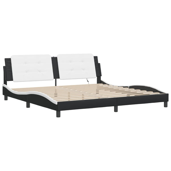Bettgestell 200x200 cm mit LED Schwarz/Weiß