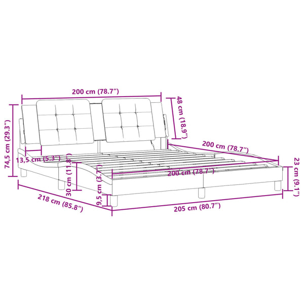 Bettgestell 200x200 cm mit LED Schwarz/Weiß