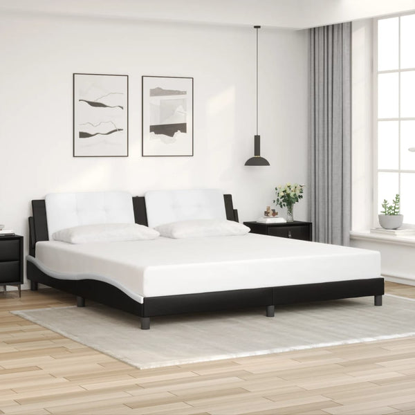 Bettgestell 200x200 cm mit LED Schwarz/Weiß