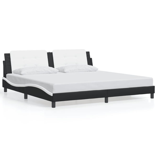 Bettgestell 200x200 cm mit LED Schwarz/Weiß