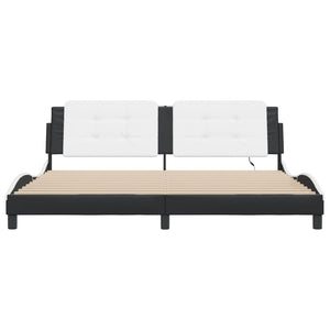 Bettgestell 200x200 cm mit LED Schwarz/Weiß