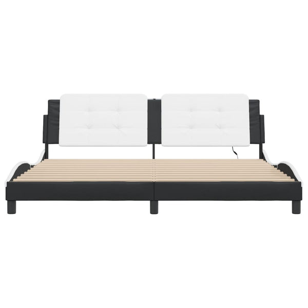 Bettgestell 200x200 cm mit LED Schwarz/Weiß