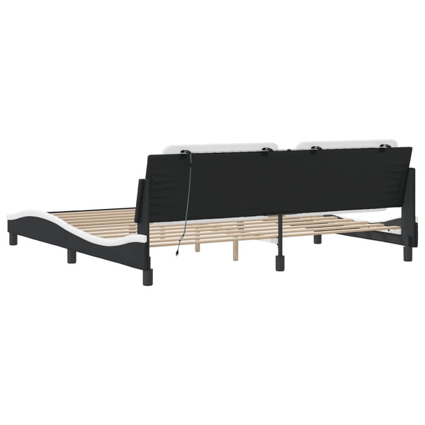 Bettgestell 200x200 cm mit LED Schwarz/Weiß