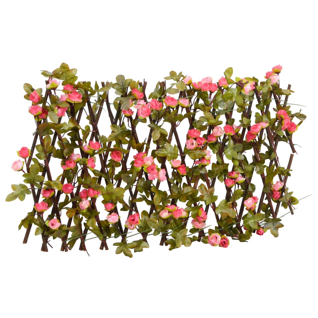vidaXL Trellis with Artificial Ivy Extendable Dark Pink 180x20cm