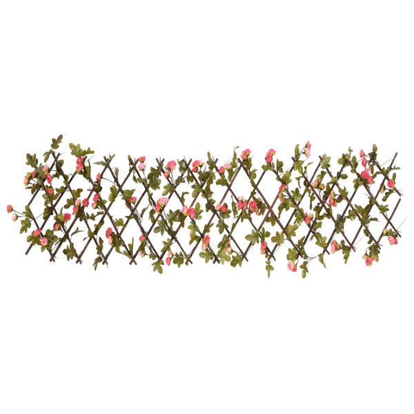 vidaXL Trellis with Artificial Ivy Extendable Dark Pink 180x20cm