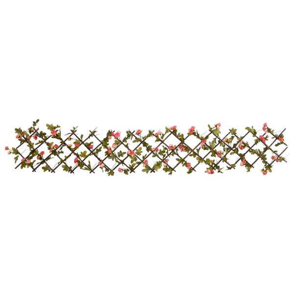 vidaXL Trellis with Artificial Ivy Extendable Dark Pink 180x20cm