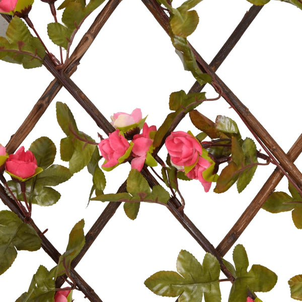 vidaXL Trellis with Artificial Ivy Extendable Dark Pink 180x20cm