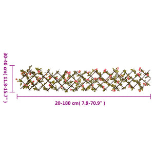 vidaXL Trellis with Artificial Ivy Extendable Dark Pink 180x20cm