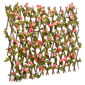 vidaXL Expandable Trellis with Artificial Ivy Dark Pink 180x60cm