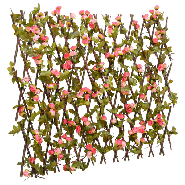 vidaXL Expandable Trellis with Artificial Ivy Dark Pink 180x60cm