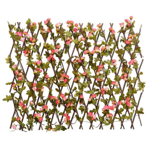 vidaXL Expandable Trellis with Artificial Ivy Dark Pink 180x60cm