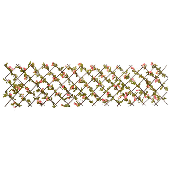 vidaXL Expandable Trellis with Artificial Ivy Dark Pink 180x60cm