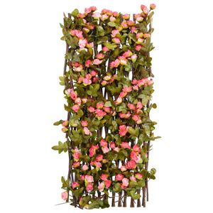 vidaXL Expandable Trellis with Artificial Ivy Dark Pink 180x60cm