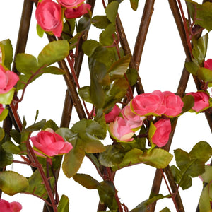 vidaXL Expandable Trellis with Artificial Ivy Dark Pink 180x60cm