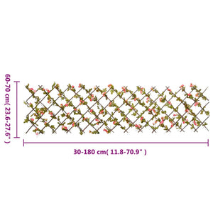 vidaXL Expandable Trellis with Artificial Ivy Dark Pink 180x60cm