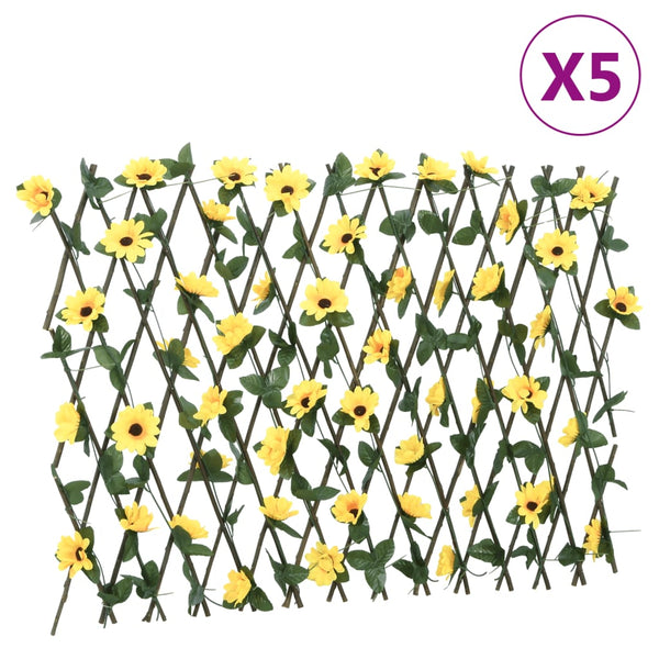 vidaXL Expandable Trellis with Artificial Ivy 5 pcs 180x60 cm